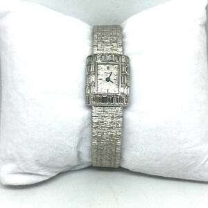 Vintage 70s Piaget Womens Watch 18k White Gold and Bagette Diamonds